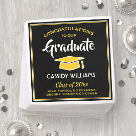 Gratulation Black and Gold Graduation Party Serviette