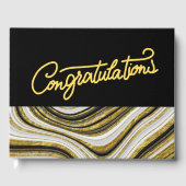Gratulation Black and Gold Theme Marble Gästebuch (Vorderseite)
