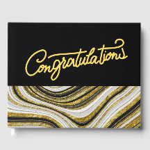 Gratulation Black and Gold Theme Marble
