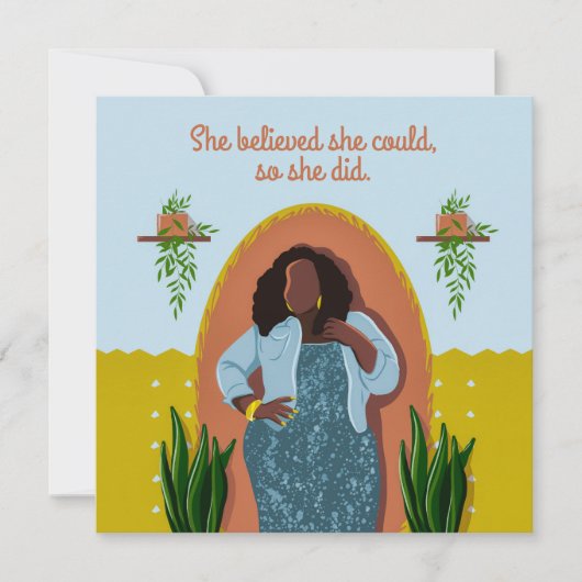 Gratulation Black Woman Sie glaubte, sie könnte (Vorderseite)