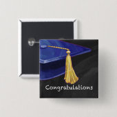 Gratulation Blau und Schwarz Button (Vorne & Hinten)