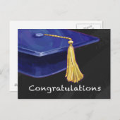 Gratulation Blau und Schwarz Postkarte (Vorne/Hinten)