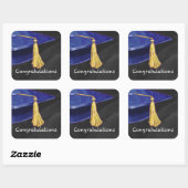 Gratulation Blau und Schwarz Quadratischer Aufkleber (Blatt)