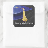 Gratulation Blau und Schwarz Quadratischer Aufkleber (Tasche)