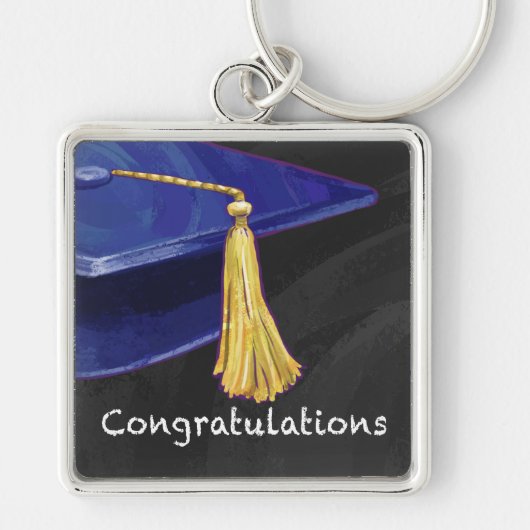 Gratulation Blau und Schwarz Schlüsselanhänger (Vorne)