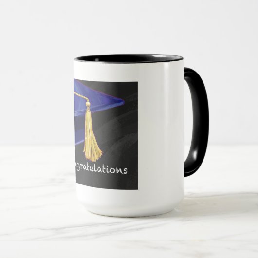 Gratulation Blau und Schwarz Tasse (VorderseiteRechts)