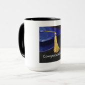 Gratulation Blau und Schwarz Tasse (Vorderseite Links)