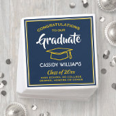 Gratulation Blue Gold Yellow Graduation Party Serviette