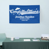 Gratulation Blue Graduation Party Personalisiert Banner (Messeveranstaltung)