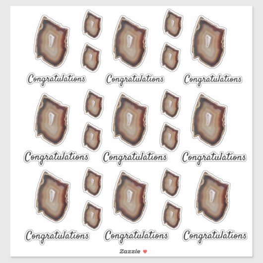 Gratulation Brown Agate Geode Slice Sticker (Blatt)