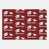 Gratulation Burgund Abschluss feiern Geschenkpapier Set (Vorderseite)