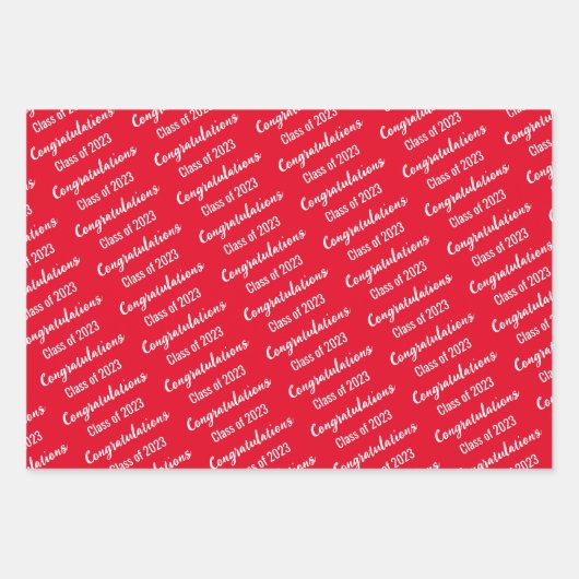 Gratulation Class of 2023 Red Black and White Geschenkpapier Set (Vorderseite 2)