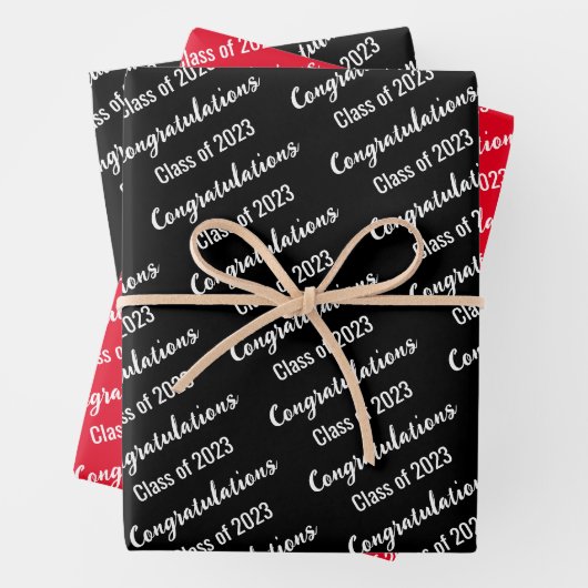 Gratulation Class of 2023 Red Black and White Geschenkpapier Set (Beispiel)
