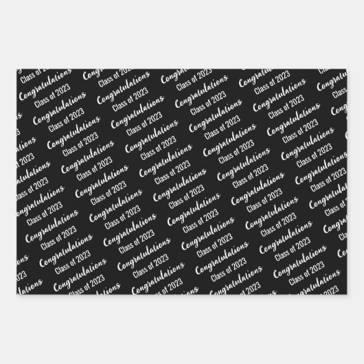 Gratulation Class of 2023 Red Black and White Geschenkpapier Set (Vorderseite)
