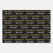 Gratulation Class of 2023 Schwarz-weiß und Gold Geschenkpapier Set (Vorderseite)