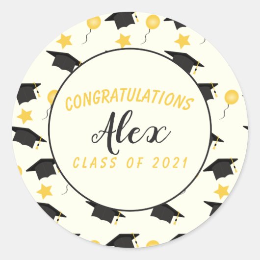 Gratulation Class of Graduate Customize Name Runder Aufkleber (Vorderseite)