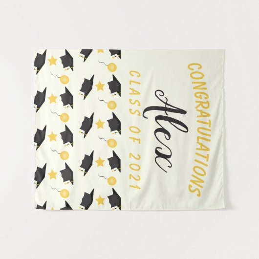 Gratulation Class of Graduate Customize Name Wandteppich (Vorderseite (Horizontal))