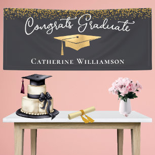 Gratulation Custom Elegant Gold Graduate Banner