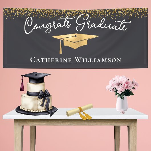 Gratulation Custom Elegant Gold Graduate Banner