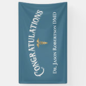 Gratulation Dentist Dental Elegante Blue Gold Banner (Vertikal)