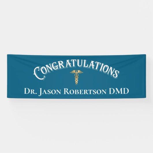 Gratulation Dentist Dental Elegantes Schwarzes Gol Banner (Horizontal)