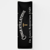 Gratulation Dentist Dental Elegantes Schwarzes Gol Banner (Vertikal)