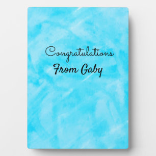 Gratulation einfache blaue Aquarellmalerei Fotoplatte