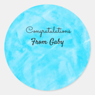 Gratulation einfache blaue Aquarellmalerei Runder Aufkleber