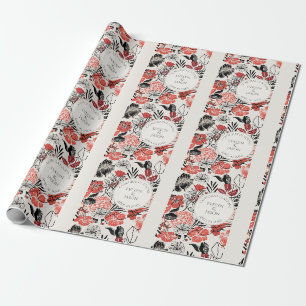 Gratulation Elfenbein-Blumenmuster Geschenkpapier