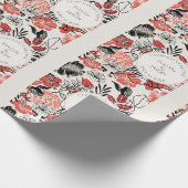 Gratulation Elfenbein-Blumenmuster Geschenkpapier (Ecke)