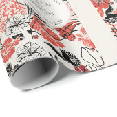 Gratulation Elfenbein-Blumenmuster Geschenkpapier (Rolleneckpunkt)