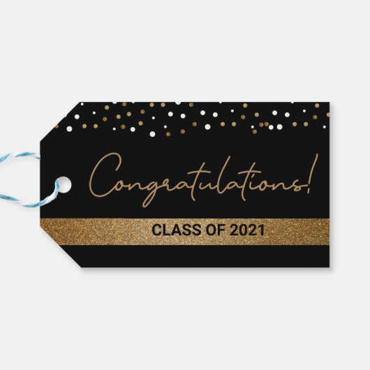 Gratulation Gold Black Graduate Class of 2021 Geschenkanhänger (Rückseite Horizontal)