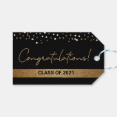Gratulation Gold Black Graduate Class of 2021 Geschenkanhänger (Vorderseite (Horizontal))