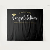 Gratulation Gold Black Graduation Party Wandteppich (Vorderseite (Horizontal))