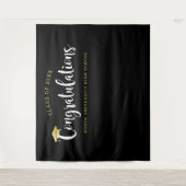 Gratulation Gold Black Graduation Party Wandteppich (Vorderseite)