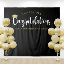 Gratulation Gold Black Graduation Party