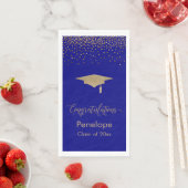 Gratulation Gold Confetti Graduation Cap Blue Serviette (Beispiel)