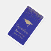 Gratulation Gold Confetti Graduation Cap Blue Serviette (Ecke)