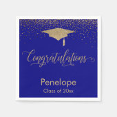 Gratulation Gold Confetti Graduation Cap Blue Serviette (Vorderseite)