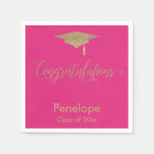 Gratulation Gold Glitzer Graduation Cap Pink Serviette (Vorderseite)
