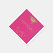 Gratulation Gold Glitzer Graduation Cap Pink Serviette (Ecke)