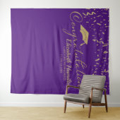 Gratulation Gold Lila Abschluss Hintergrund Wandteppich (Beispiel (Horizontal))