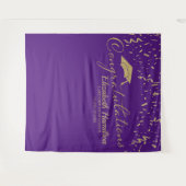 Gratulation Gold Lila Abschluss Hintergrund Wandteppich (Vorderseite (Horizontal))