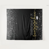 Gratulation Gold Script Black Graduation Party Wandteppich (Vorderseite (Horizontal))