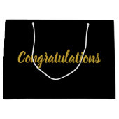 Gratulation Gold Script Eleganter Text auf schwarz Große Geschenktüte (Vorderseite)