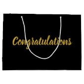 Gratulation Gold Script Eleganter Text auf schwarz Große Geschenktüte (Rückseite)