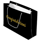 Gratulation Gold Script Eleganter Text auf schwarz Große Geschenktüte (Vorderseite Schrägansicht)