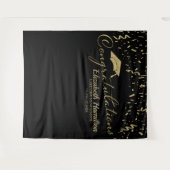 Gratulation Gold und Black Abschluss Hintergrund Wandteppich (Vorderseite (Horizontal))