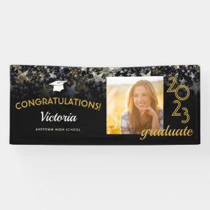 Gratulation Graduate 2022 Black and Gold Foto Banner