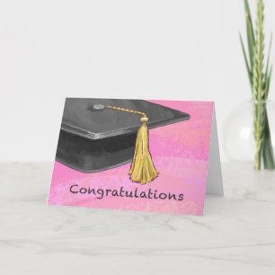 Gratulation Graduate Black and Pink Karte